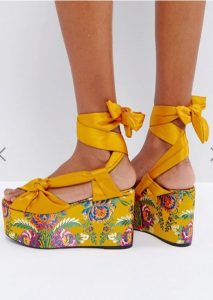 chaussures plateforme jaune mango