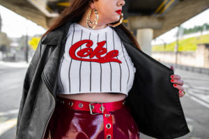 coke crop tee vinyle skirt navabi grande taille plus size retro pin up curvy girl