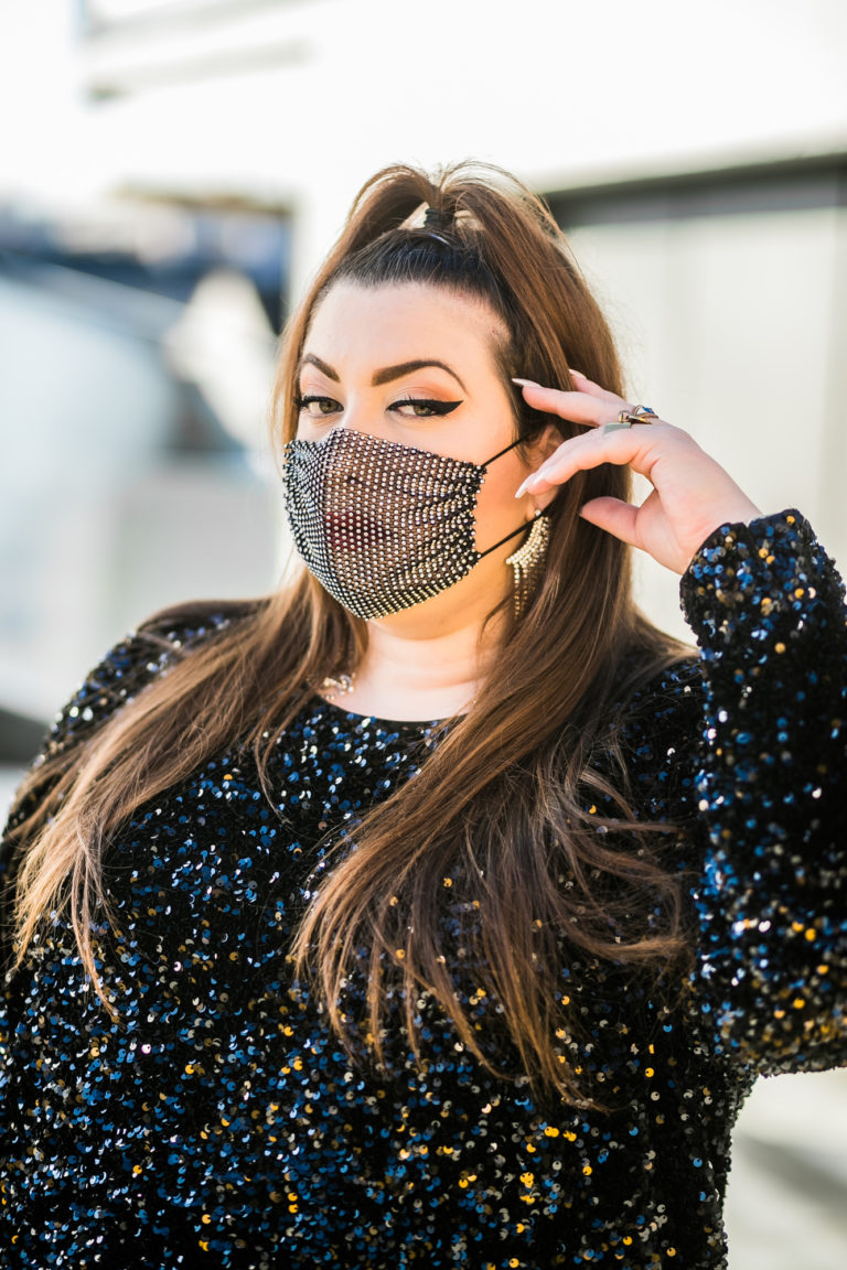 Glitter never die Robe pailletée H&M grande taille Virginie Grossat